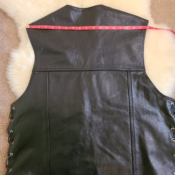 UNIK Premium Black Leather Biker Vest - Picture 13 of 13